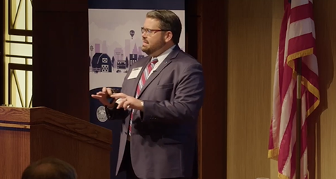 Clayton Legear during keynote address